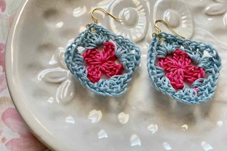 Small Crochet Granny Square Earrings