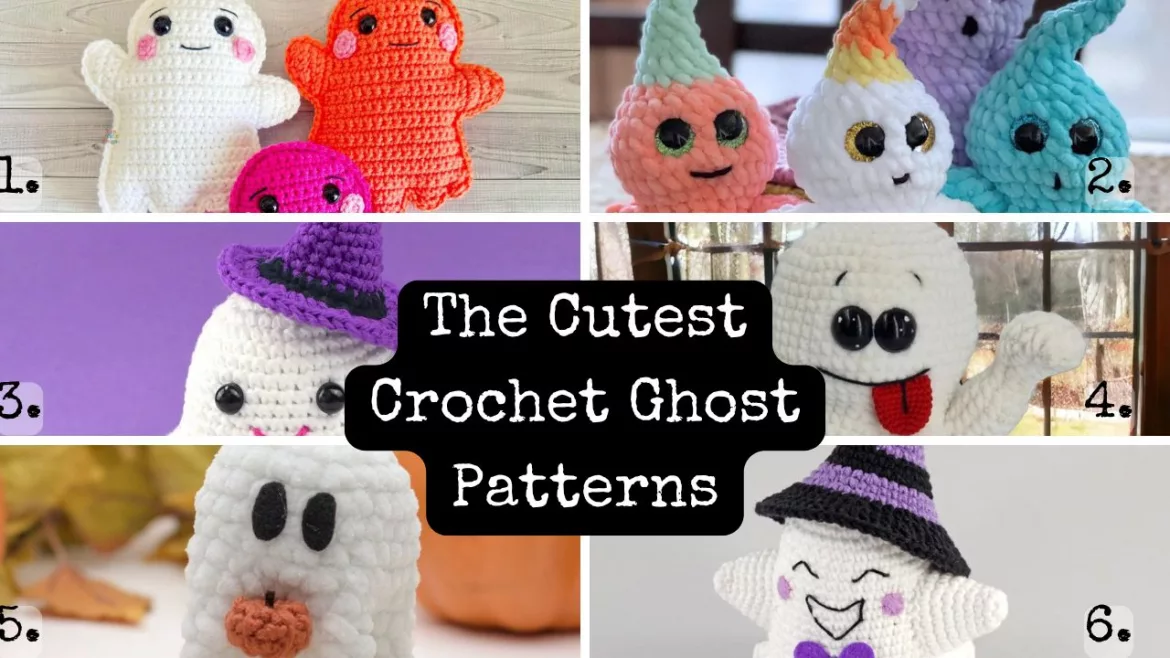 Various colorful and cute crochet ghosts