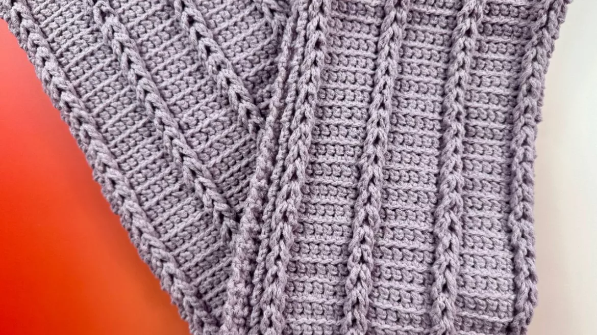 Purple braided crochet scarf